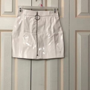 White Plastic mini skirt